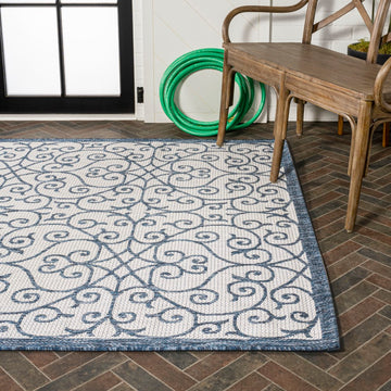 Madrid Vintage Filigree Textured Weave Indoor/outdoor Area Rug